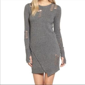 Pam & Gela Distressed Asymmetrical Sweater Dress